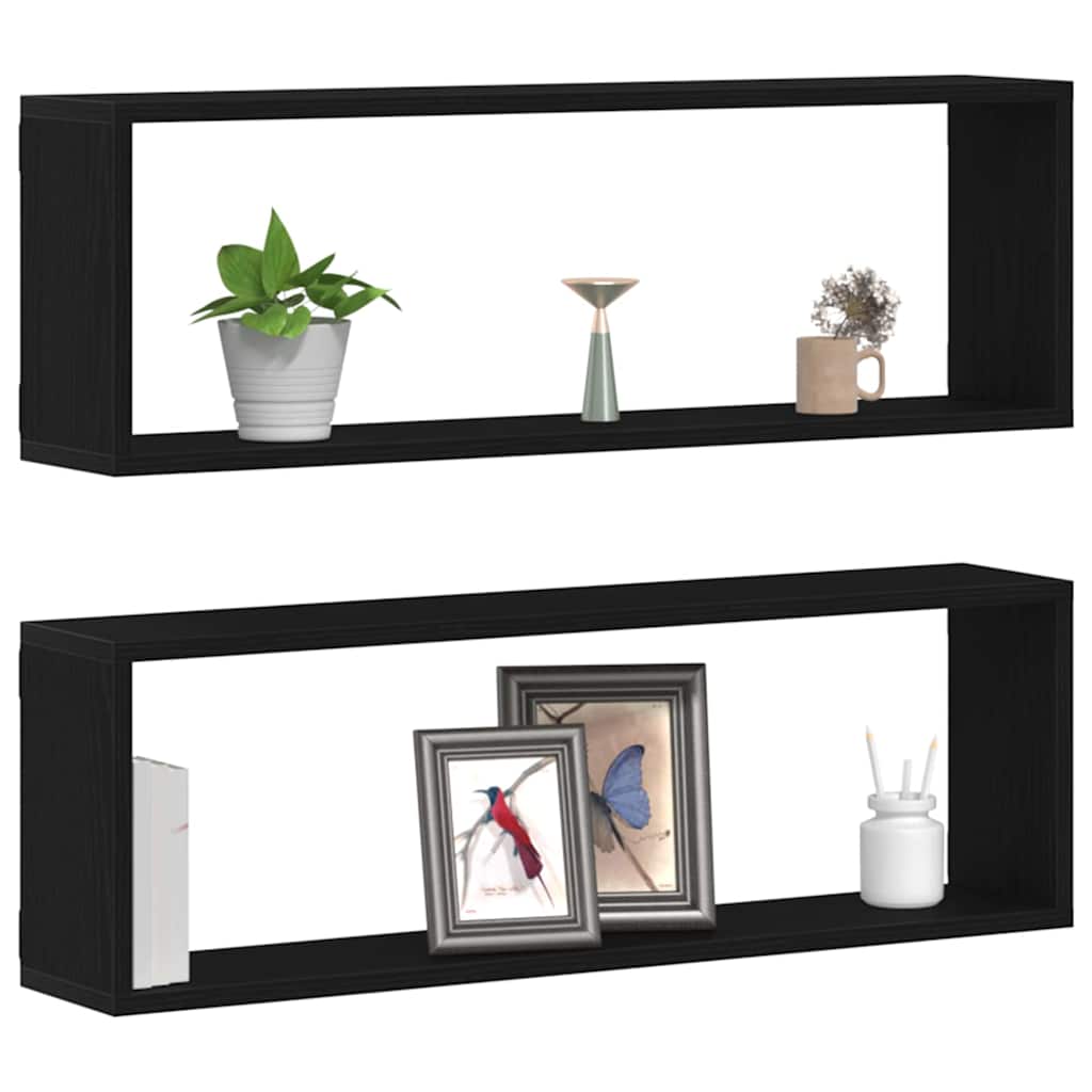 Wandregale Wandhalterung 2 Stk. Schwarz Eichen-Optik – Bild 3