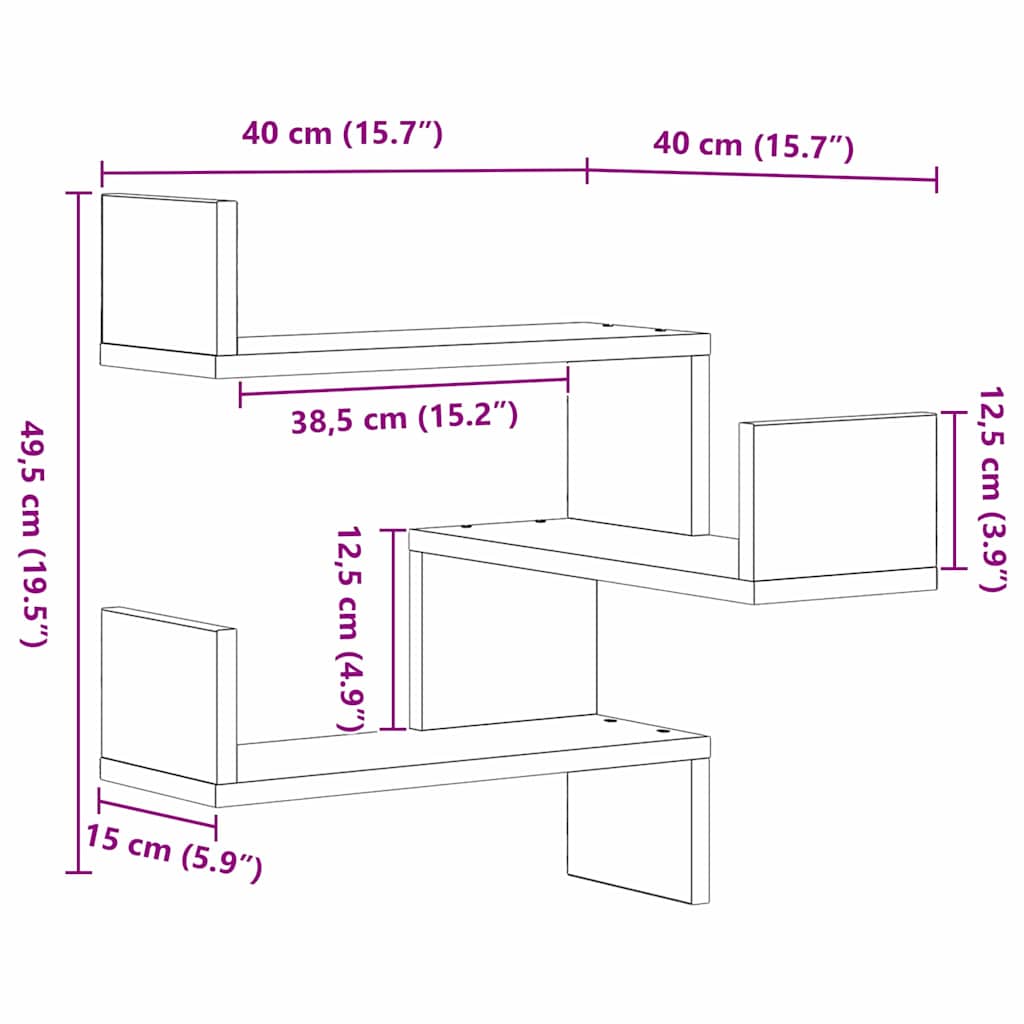 Wandregal Wandhalterung 2 Stk. Schwarz Eichen-Optik – Bild 10