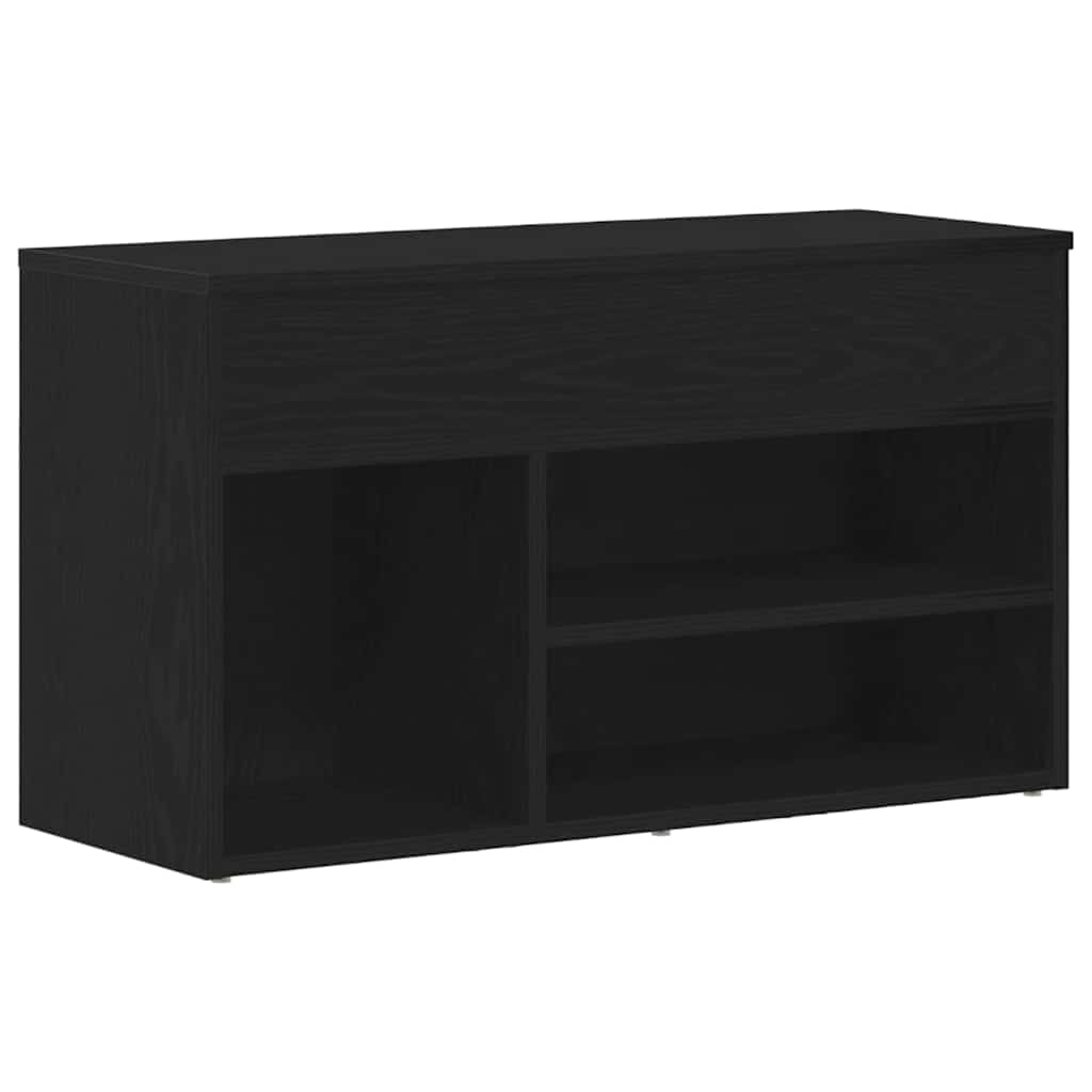 Schuhbank 80 x 30 x 45 cm Holzwerkstoff Schwarz Eichen-Optik – Bild 2