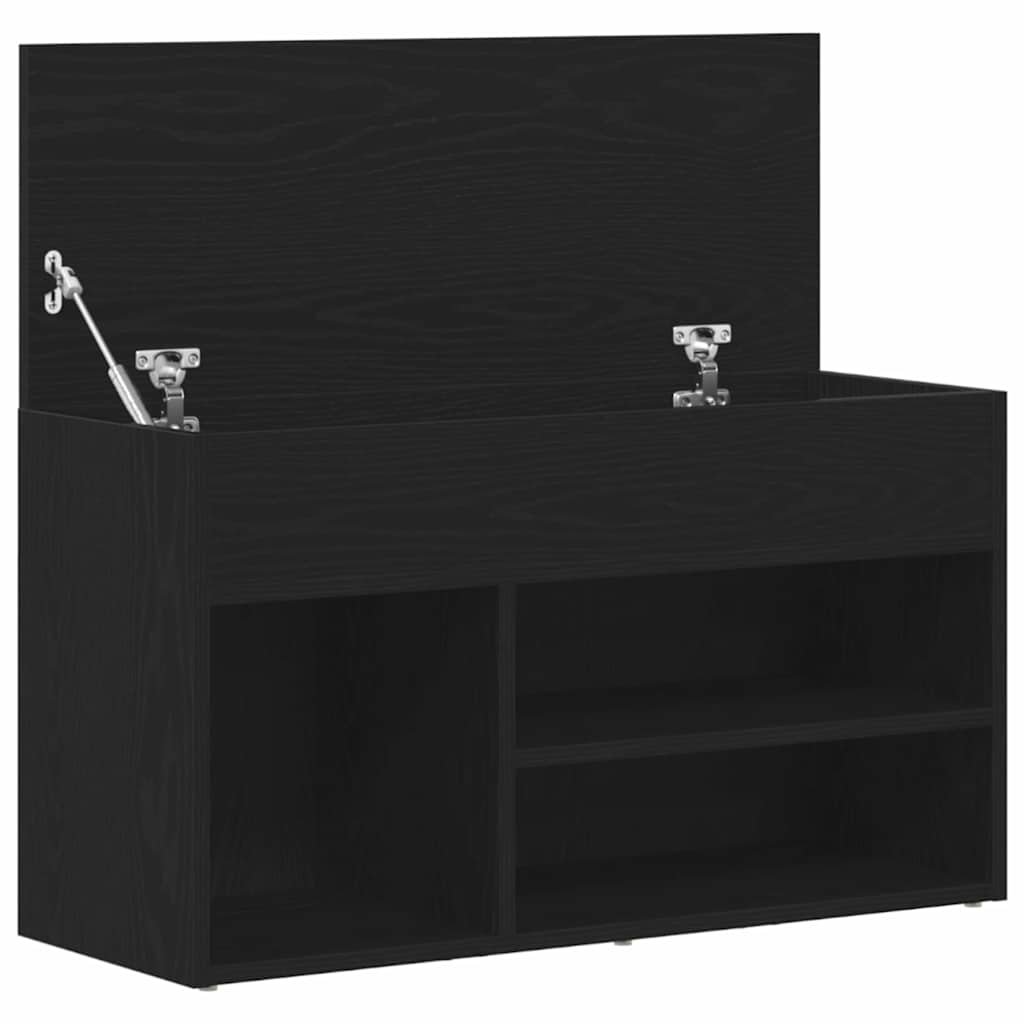 Schuhbank 80 x 30 x 45 cm Holzwerkstoff Schwarz Eichen-Optik – Bild 5