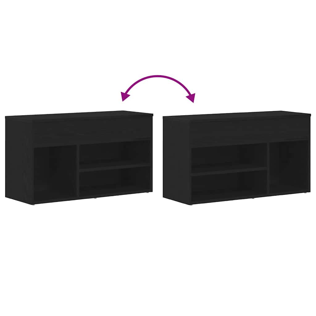 Schuhbank 80 x 30 x 45 cm Holzwerkstoff Schwarz Eichen-Optik – Bild 10