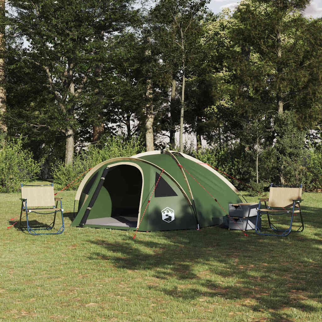Kuppelzelt 4 Personen 308 x 268 x 130 cm Wasserdicht Grün Taft