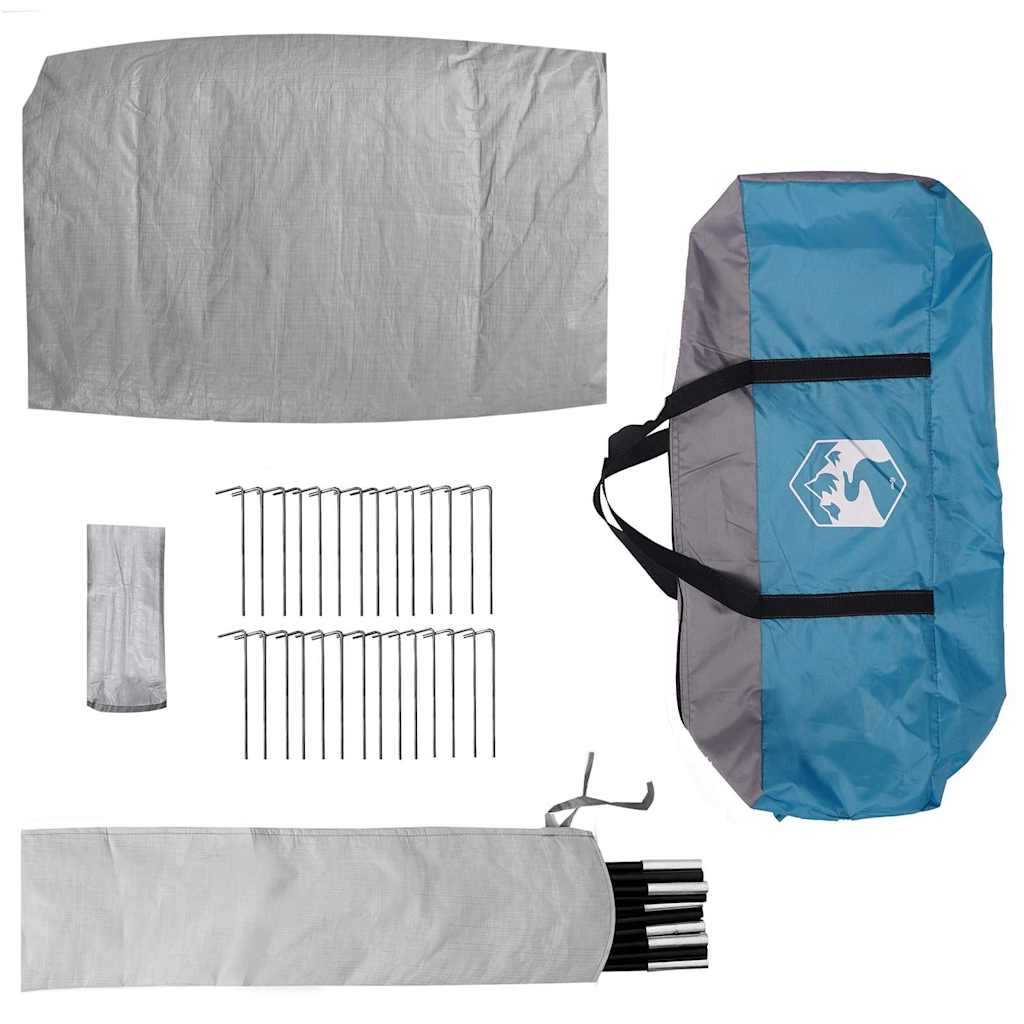 Kuppelzelt 4 Personen 308 x 268 x 130 cm Wasserdicht Blau Taft – Bild 10