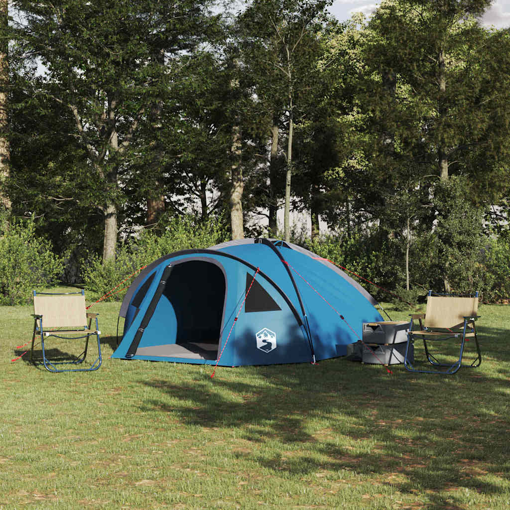 Kuppelzelt 4 Personen 308 x 268 x 130 cm Wasserdicht Blau Taft