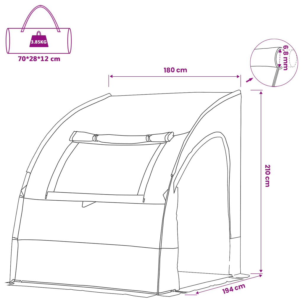 Heckklappenzelt Personen 194 x 180 x 210 cm Grün Taft – Bild 12