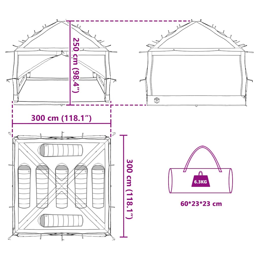 Innertelt 7-Personen 7 Personen Grün und Grau – Bild 11