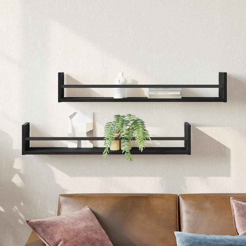 Wandregal Wandhalterung 2 Stk. Schwarz Eichen-Optik