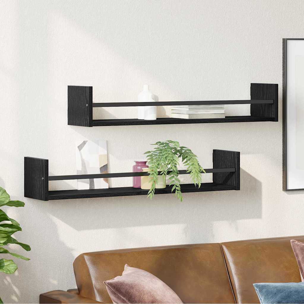 Wandregal Wandhalterung 2 Stk. Schwarz Eichen-Optik – Bild 4