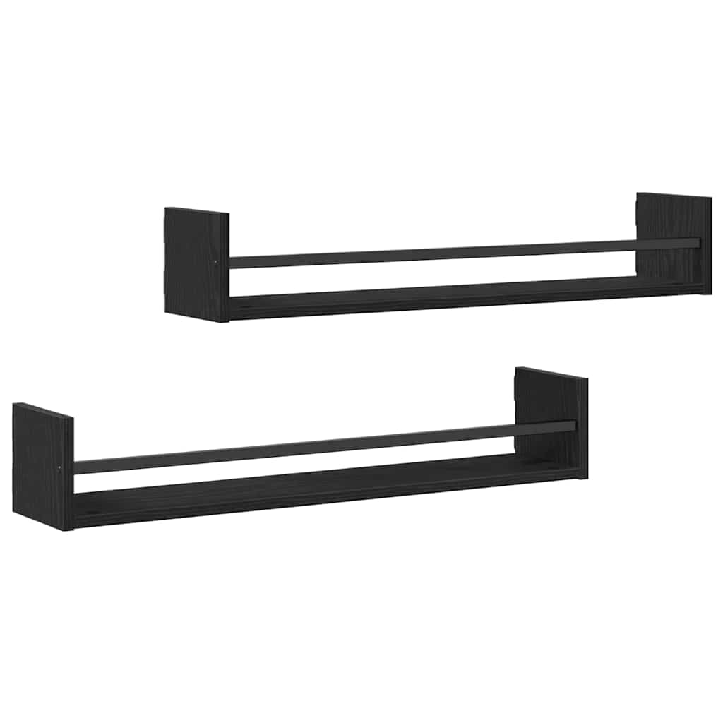 Wandregal Wandhalterung 2 Stk. Schwarz Eichen-Optik – Bild 2