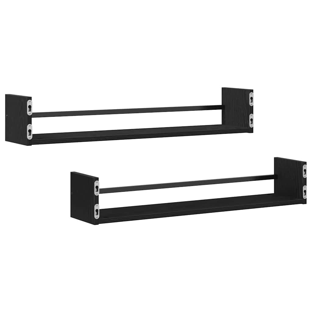 Wandregal Wandhalterung 2 Stk. Schwarz Eichen-Optik – Bild 5