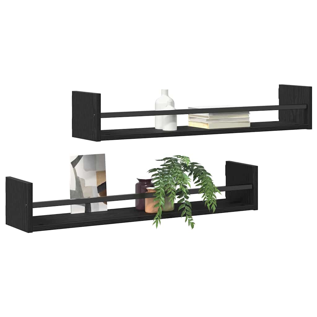 Wandregal Wandhalterung 2 Stk. Schwarz Eichen-Optik – Bild 3