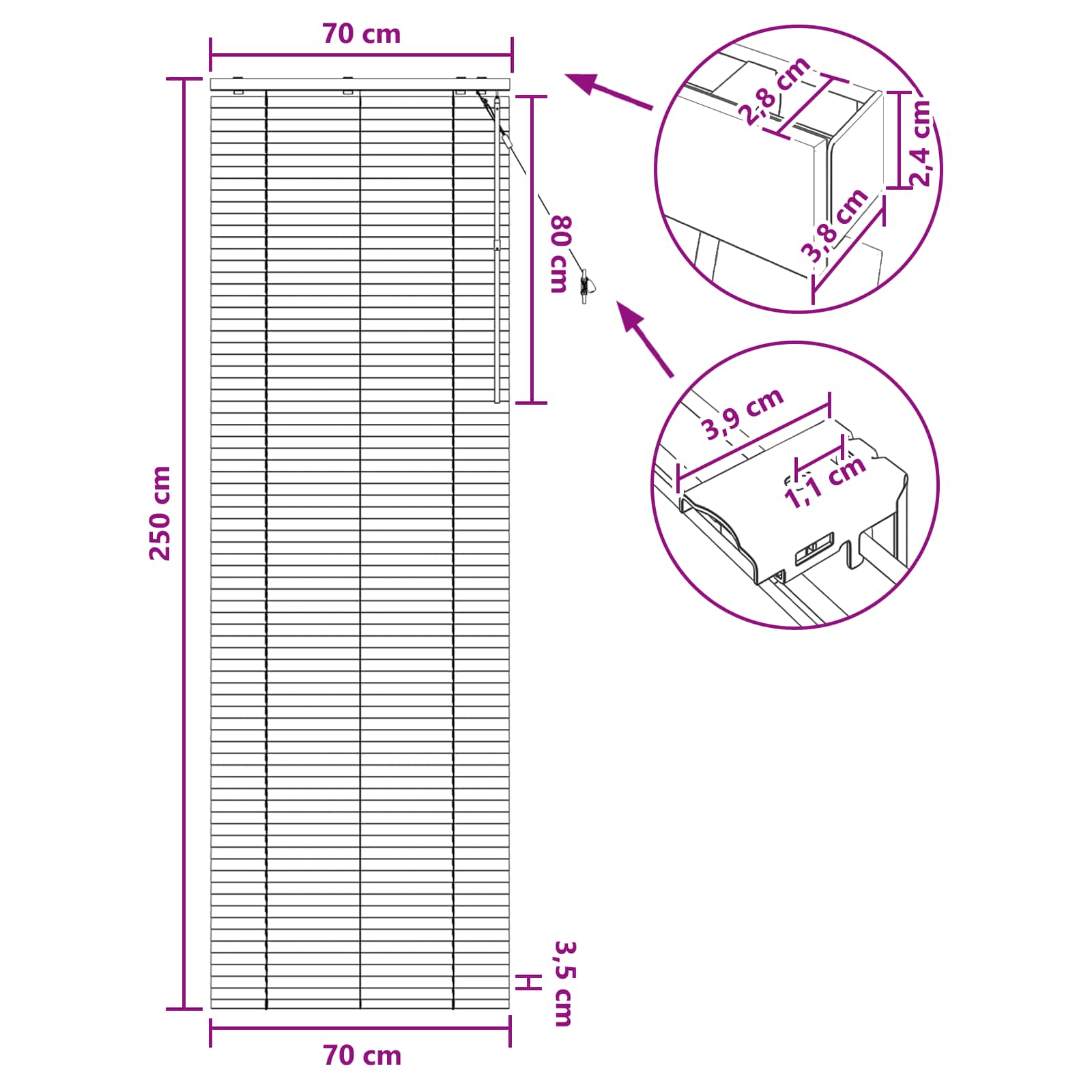Venezianische Jalousie Eichenoptik 70 x 250 cm 35 mm – Bild 9
