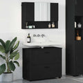 Badezimmermöbel-Set 2 stk. Schwarz 76,5 x 35 x 64 cm