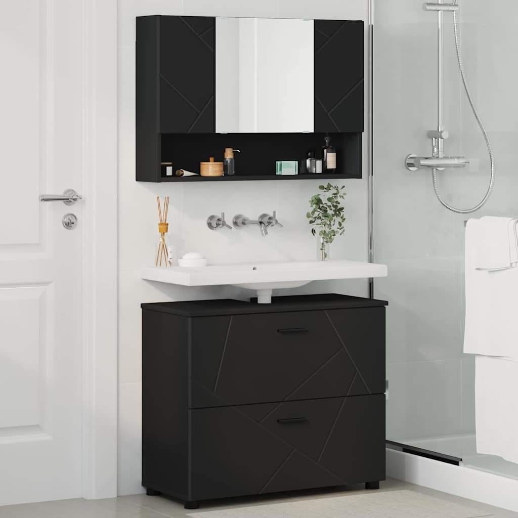 Badezimmermöbel-Set 2 stk. Schwarz 76,5 x 35 x 64 cm – Bild 4