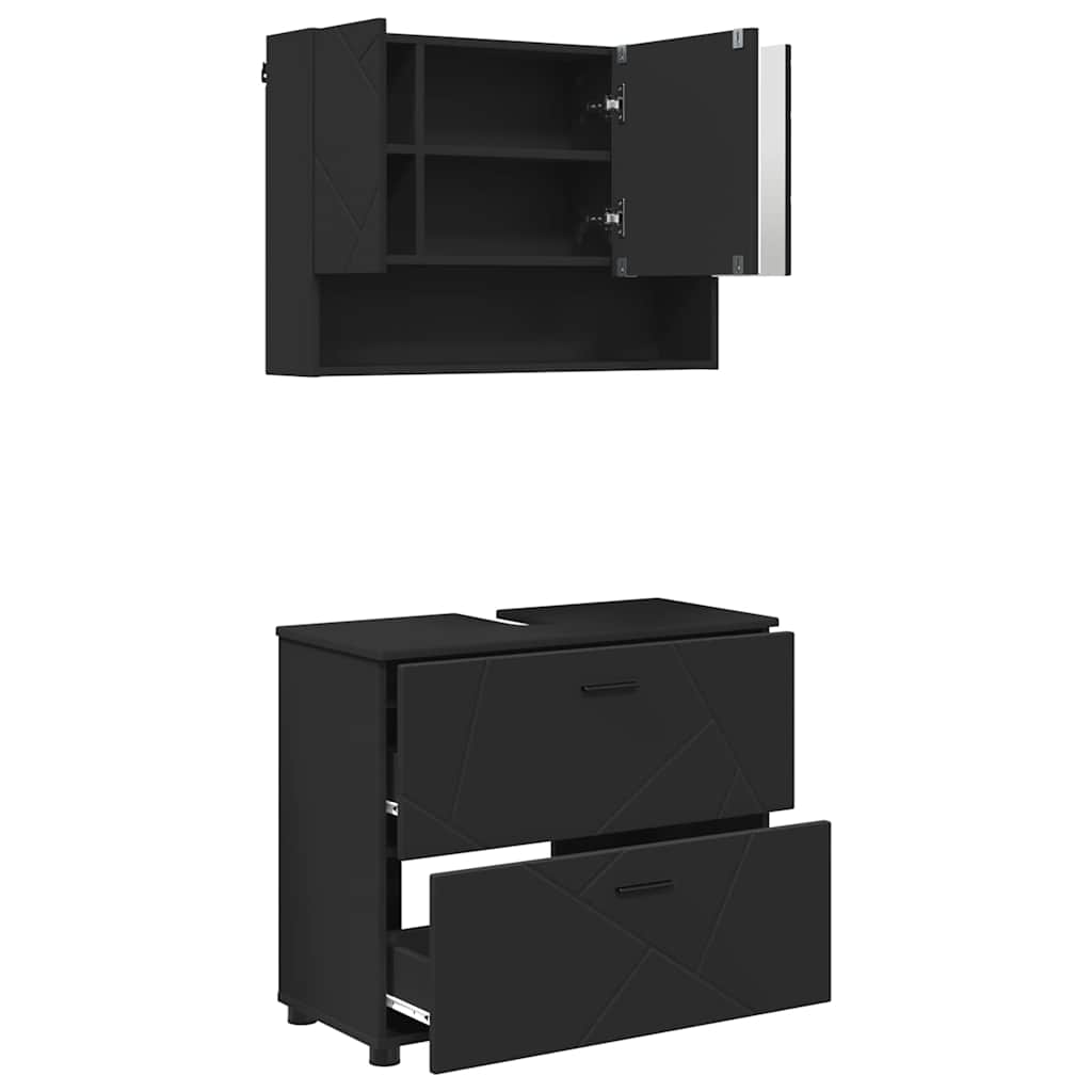 Badezimmermöbel-Set 2 stk. Schwarz 76,5 x 35 x 64 cm – Bild 2