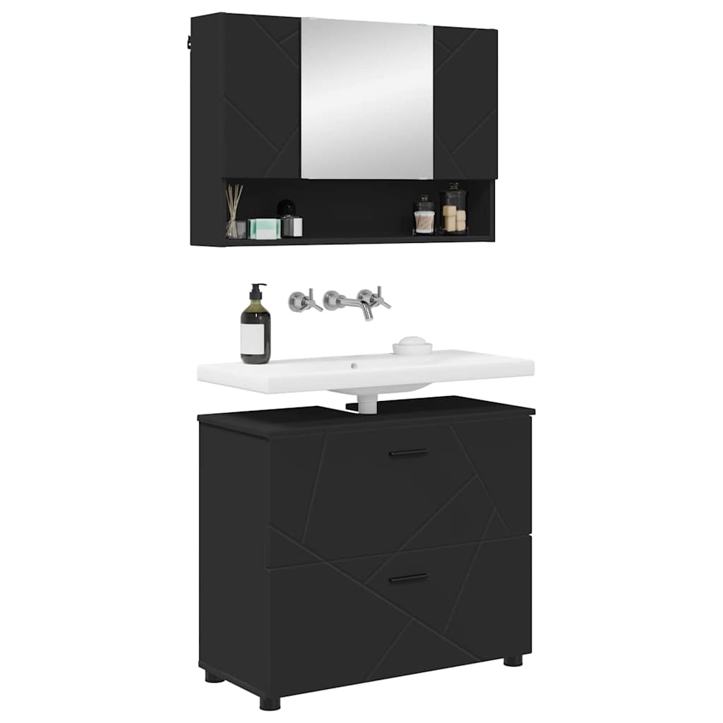Badezimmermöbel-Set 2 stk. Schwarz 76,5 x 35 x 64 cm – Bild 3