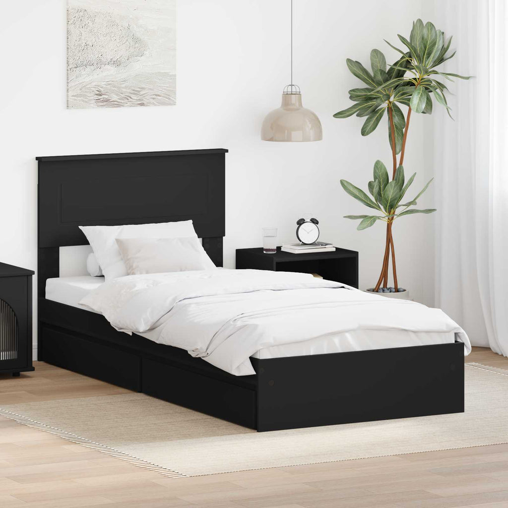 Aufbewahrungsbett Verstellbar Schwarz 90 x 190 cm Holzwerkstoff