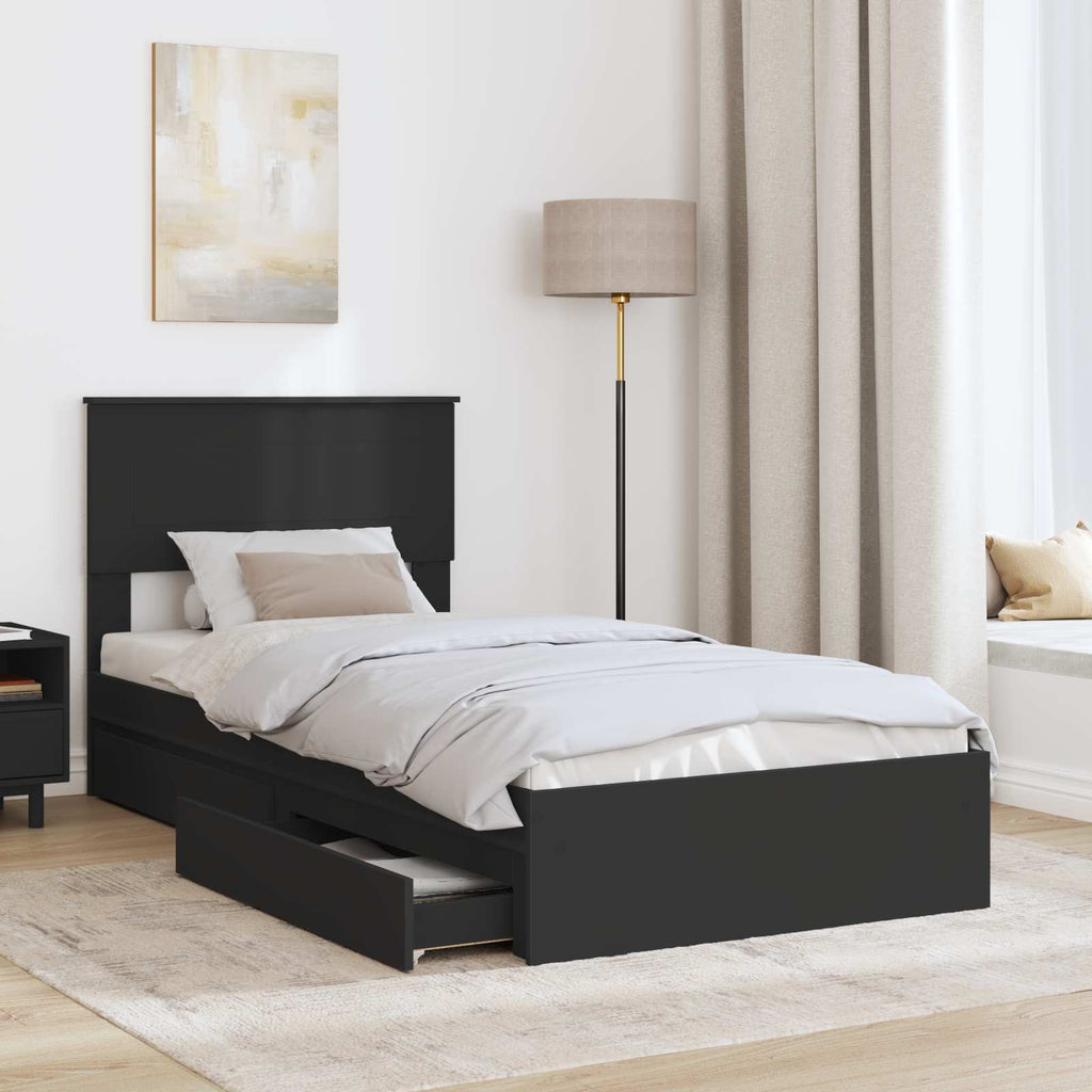 Aufbewahrungsbett Verstellbar Schwarz 90 x 190 cm Holzwerkstoff – Bild 3