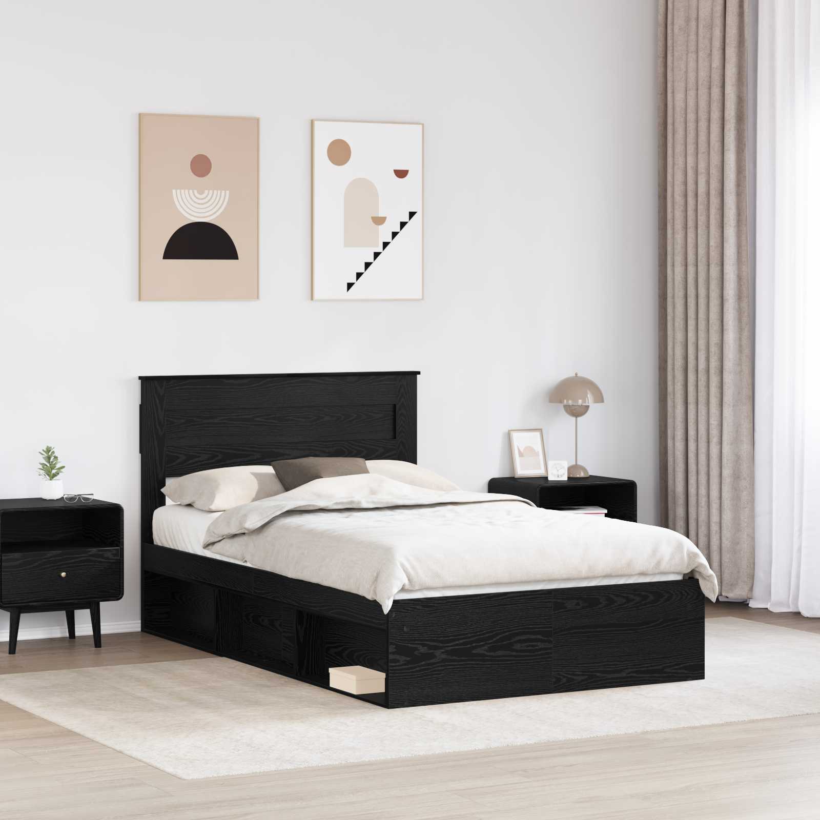 Bettrahmen Schwarz 120 x 190 cm Massives Kiefernholz – Bild 3