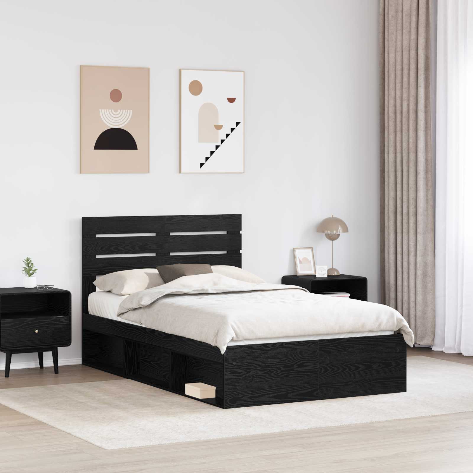 Bettrahmen Schwarz 120 x 190 cm Massives Kiefernholz – Bild 3