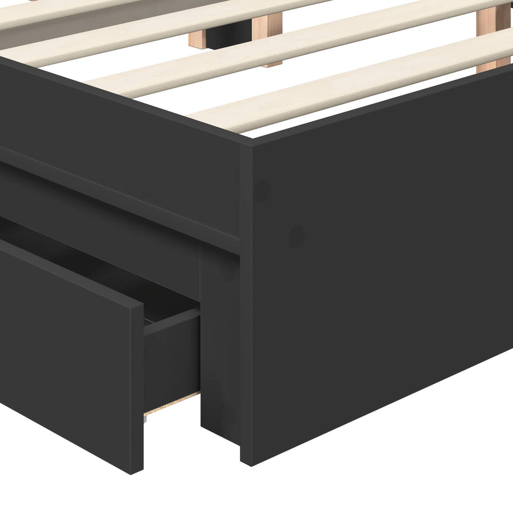 Aufbewahrungsbett Schwarz 200 x 200 cm Holzwerkstoff – Bild 11