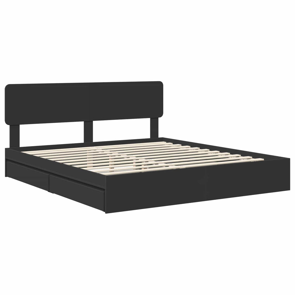 Aufbewahrungsbett Schwarz 200 x 200 cm Holzwerkstoff – Bild 4