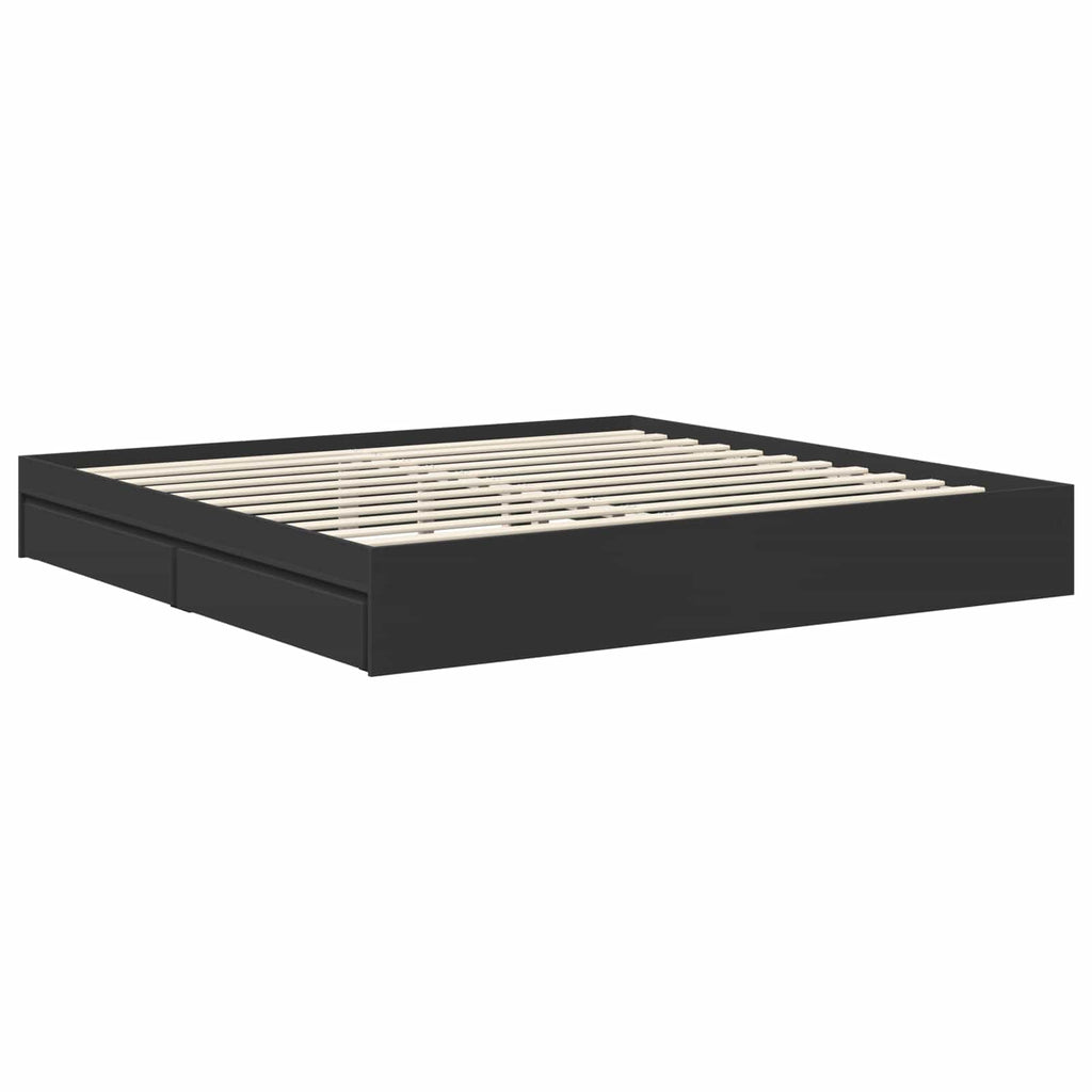 Aufbewahrungsbett Schwarz 200 x 200 cm Holzwerkstoff – Bild 6