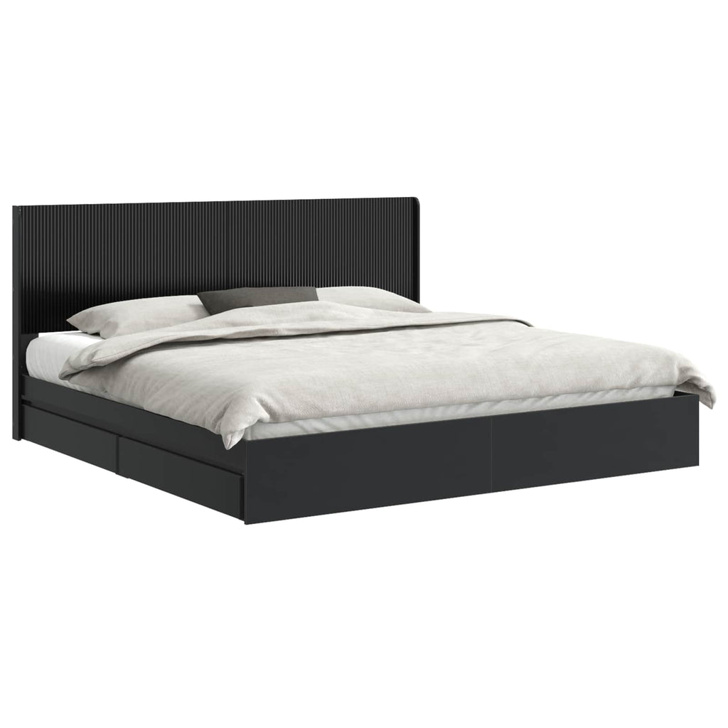 Bettgestell mit Stauraum und Kopfteil Schwarz 200 x 200 cm – Bild 2