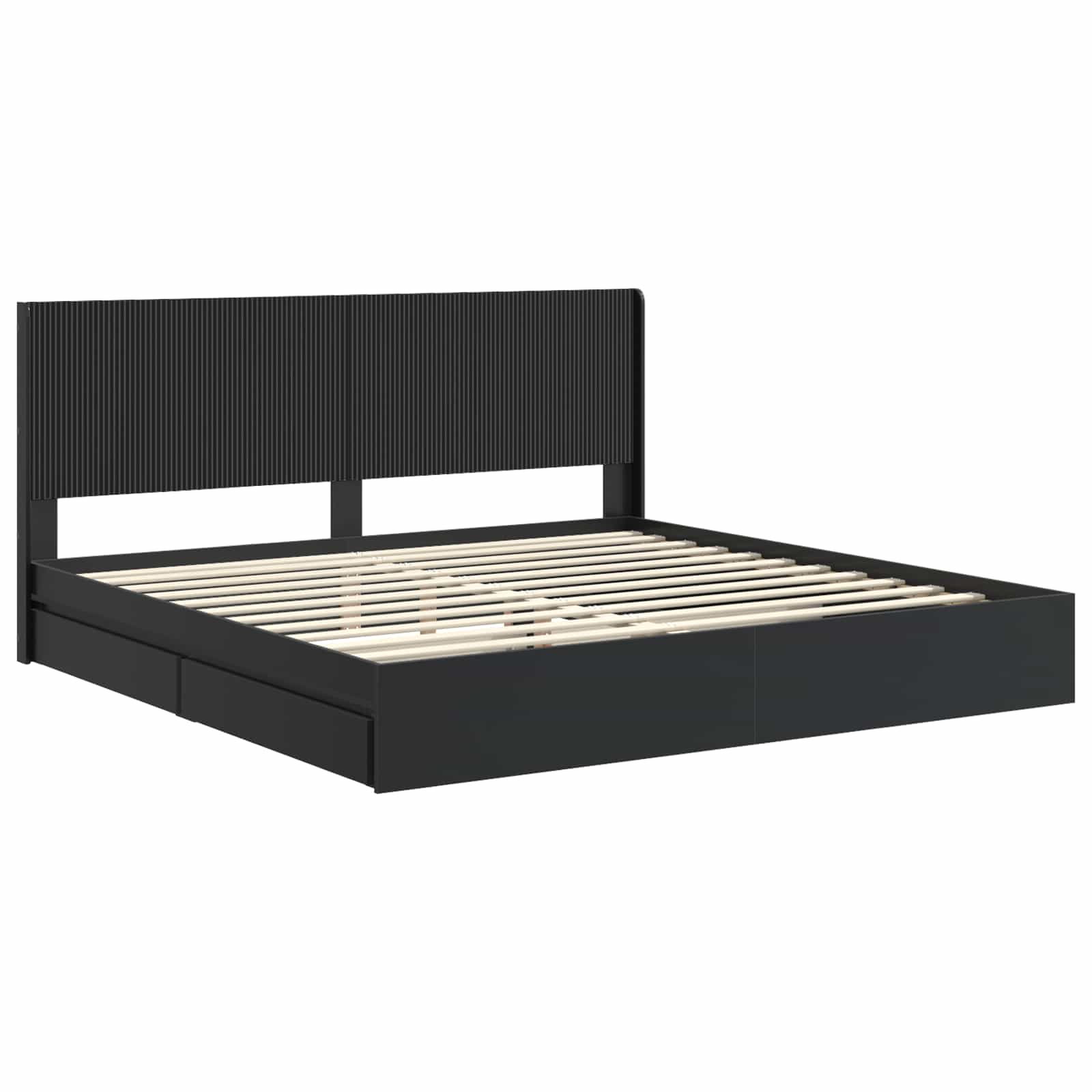 Bettgestell mit Stauraum und Kopfteil Schwarz 200 x 200 cm – Bild 4