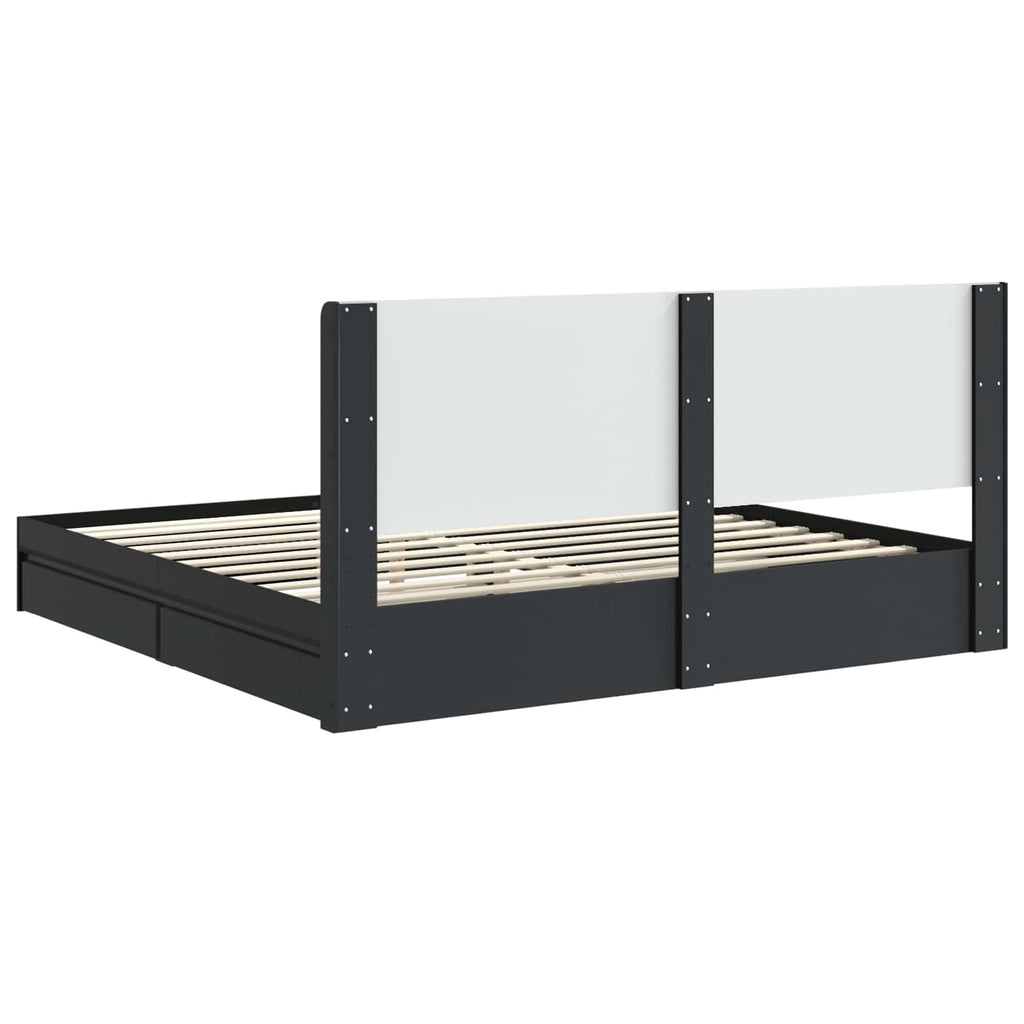 Bettgestell mit Stauraum und Kopfteil Schwarz 200 x 200 cm – Bild 7