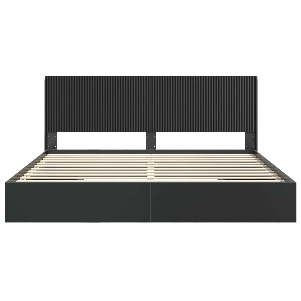 Bettgestell mit Stauraum und Kopfteil Schwarz 200 x 200 cm – Bild 5