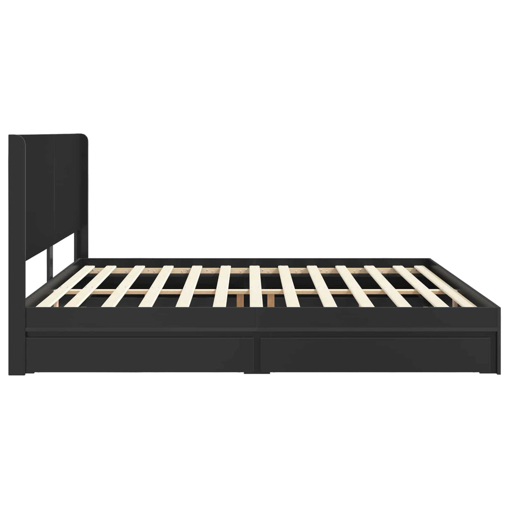 Bettgestell mit Stauraum und Kopfteil Schwarz 200 x 200 cm – Bild 6