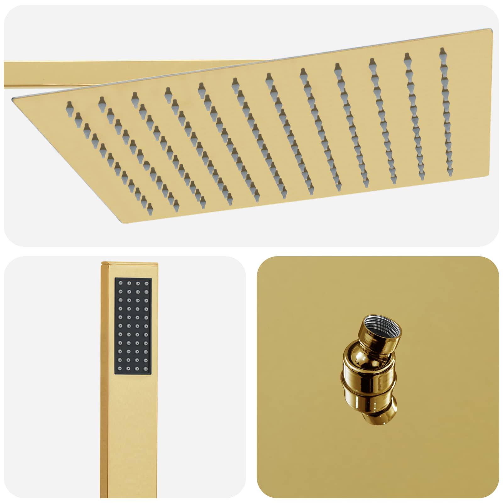 Verborgenes Duschsystem (Quadrat) Gold Edelstahl 201 – Bild 4