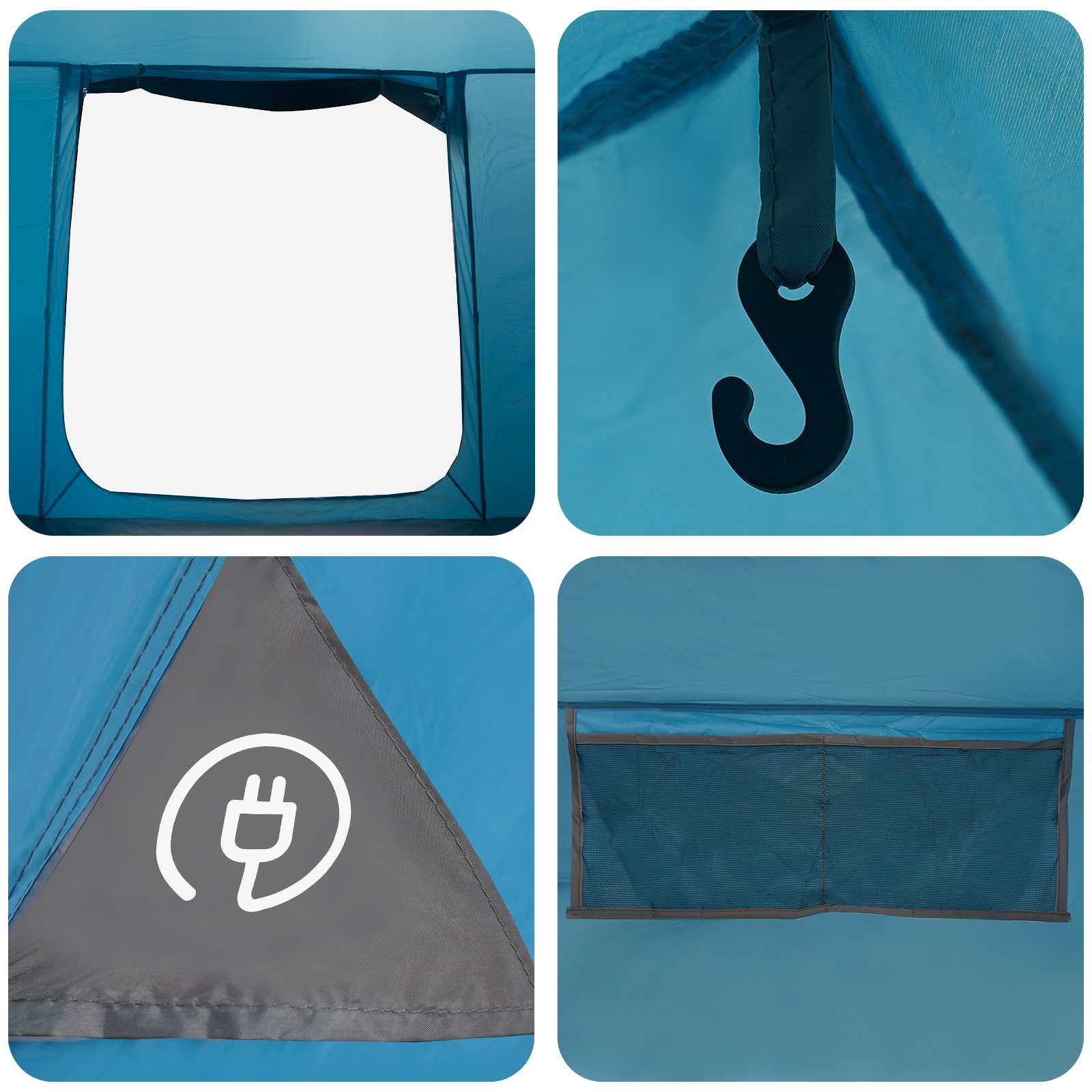 Hütten-Zelt mit Dach Blau 210 x 210 x 138 cm Polyester – Bild 10