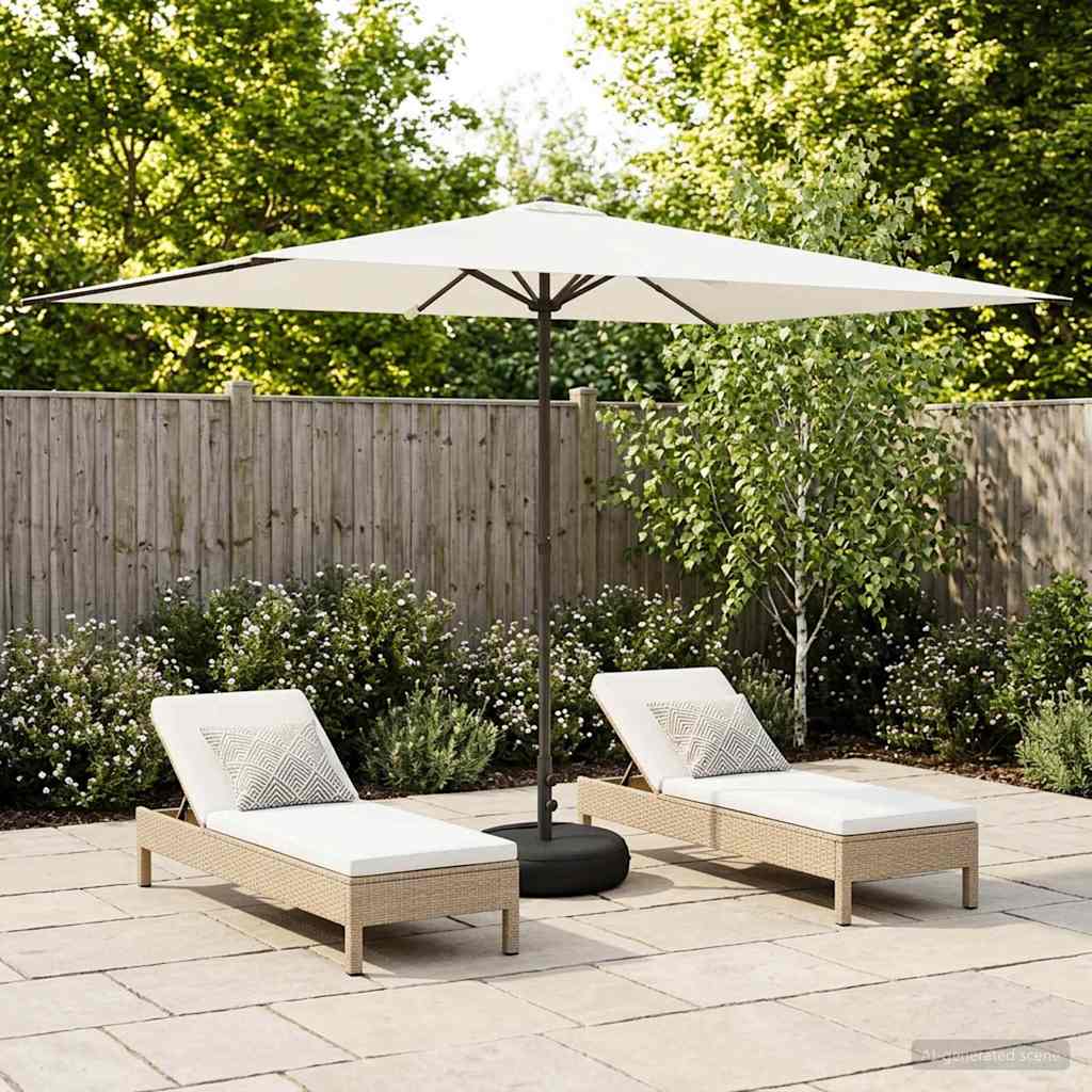 Garten-Schirm mit Fuß 200 x 300 cm Polyester Rechtwinklig Creme