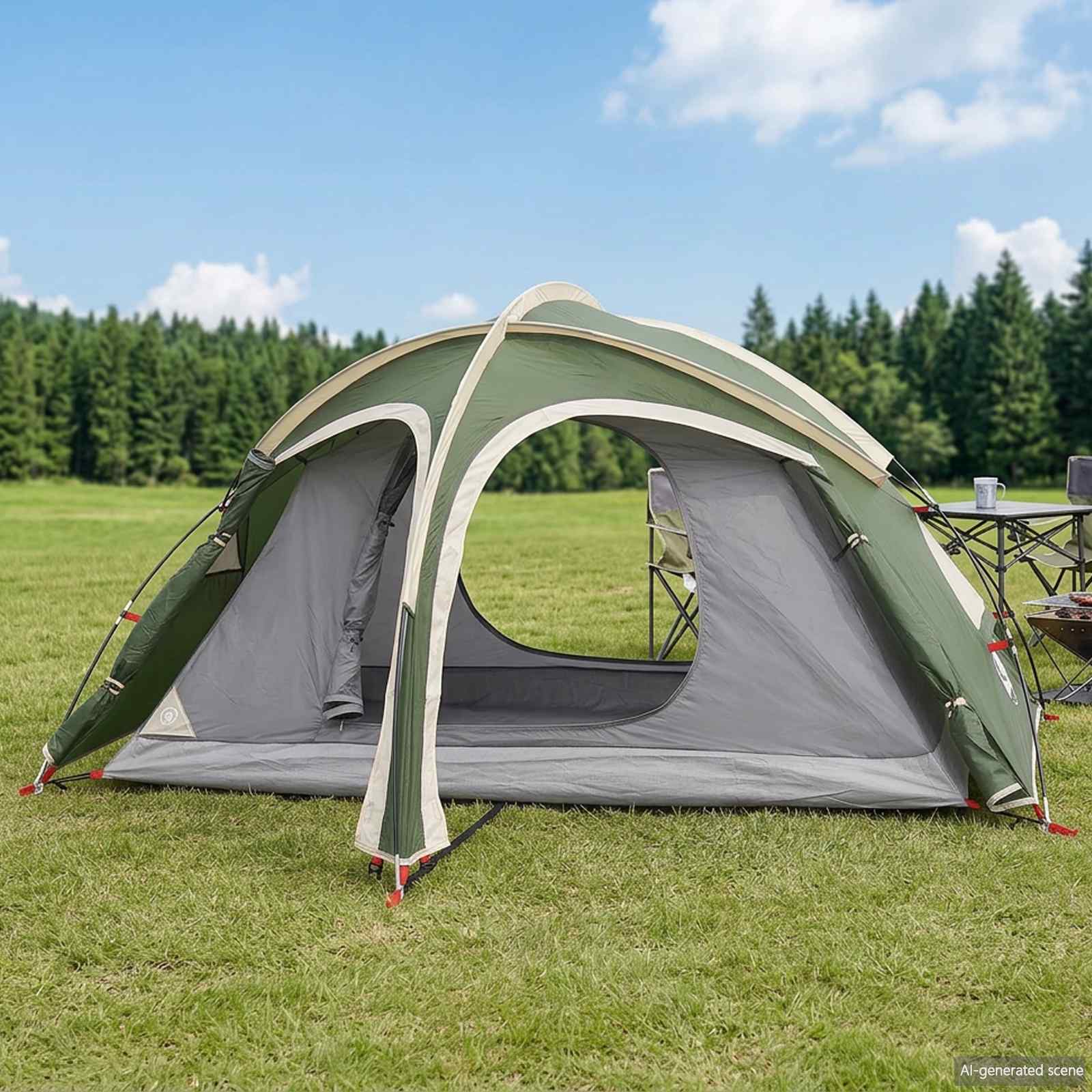Trekkingzelt mit Regenplane wasserabweisend 2 Personen Grün