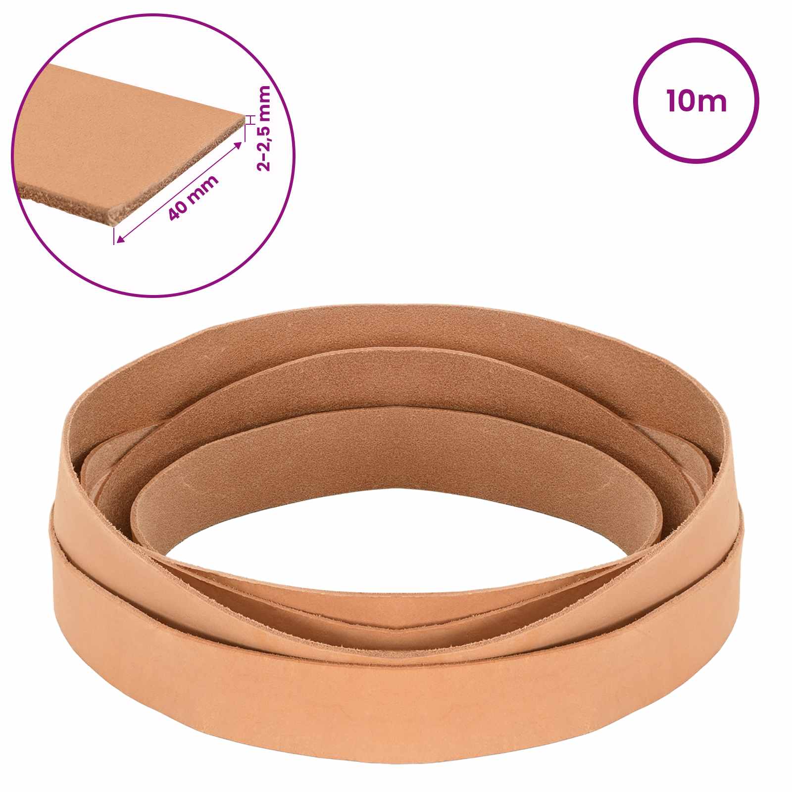 Lederriemen Hellbraun 1000 x 4 cm Leder – Bild 8