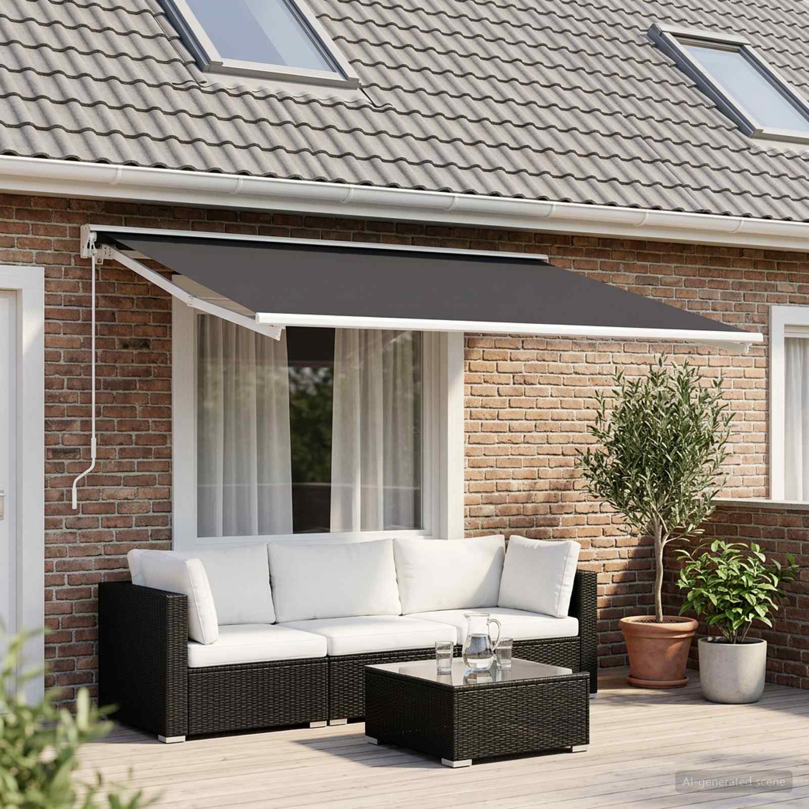 Markisenersatzstoff Anthrazit 500 x 350 cm Polyester