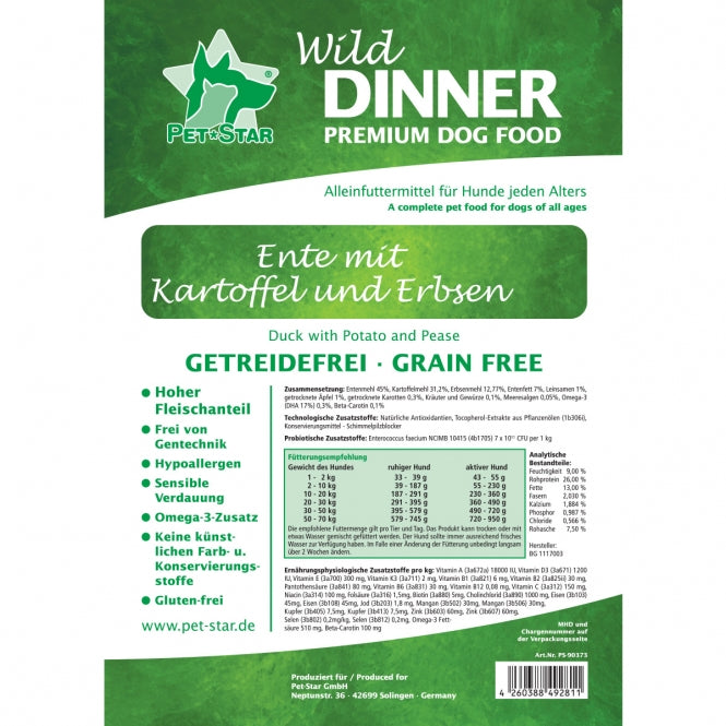 Wild Dinner Ente - Getreidefrei - 3 kg - Heim & Tiermarkt